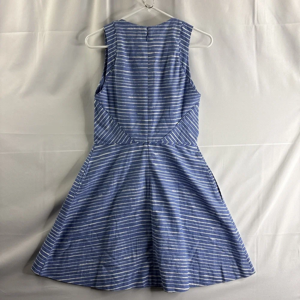Gap Women's Small Blue Striped Back Zip Up Size 4 Sleeveless Dress Casual - Picture 6 of 6